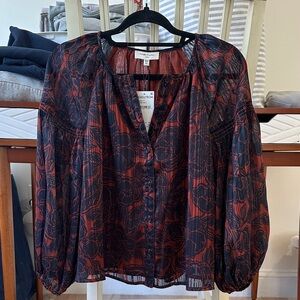 Habitual Red and Black Floral Peasant Blouse